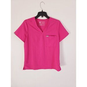 Figs Catarina One Pocket Short Sleeves Pink V-Neck Medical Scrub Top Shirt S